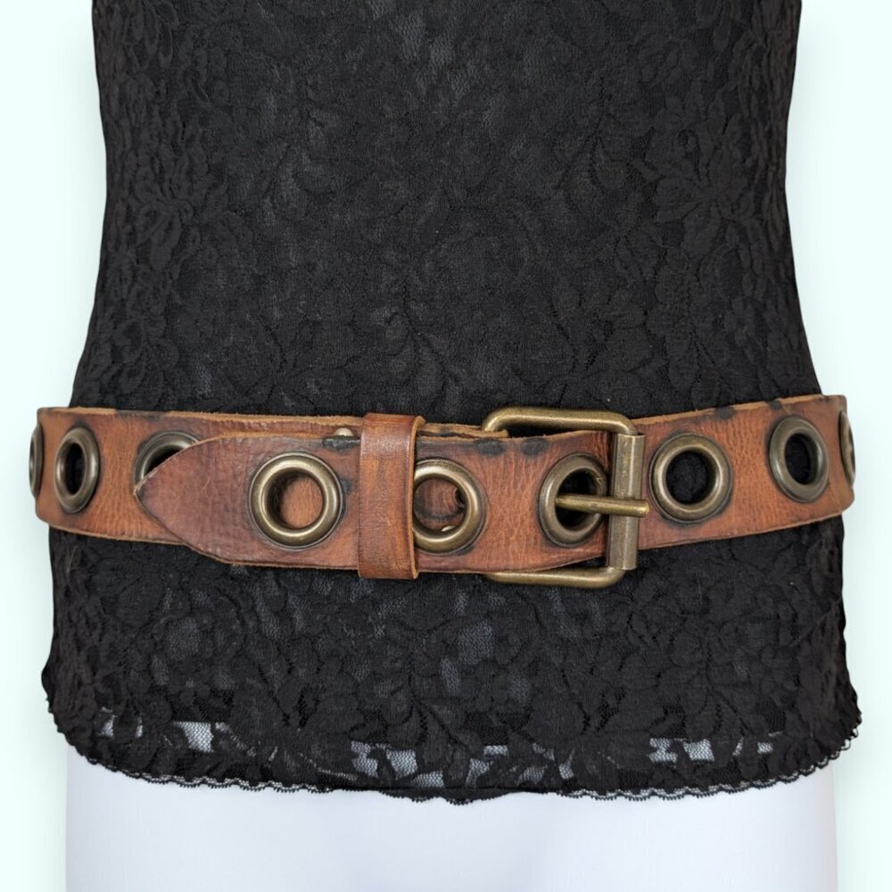 Vintage Leather Grommet Belt - Picture 2 of 6